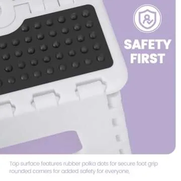 ACSTEP 9 Inch Folding Step Stool 300 LB Capacity Non Slip Foot Stool with Handle Plastic Foldable Step Stools for Kids Stepping Stool for Bathroom Black Small Step Stool (1 PC White)