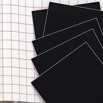 Kassa Transfer Tape Roll for Vinyl - Clear | 12 in x 12 ft, 5 Black Vinyl Sheets Included | Compatible with Cricut, Silhouette & Other Cutting Machines | for DIY Art Projects, Styling & Decorating