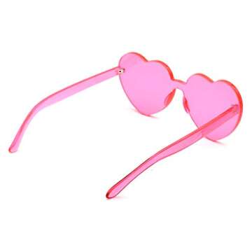 JUSLINK Love Heart Shaped Sunglasses for Women(Pink)