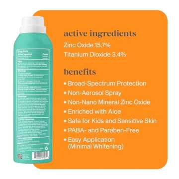 Thinksport Kids Sunscreen Spray, SPF 50 All Sheer Mineral Sunscreen, 6 Fl Oz, Water Resistant Baby & Toddler, Natural Zinc Oxide UVA/UVB Protection