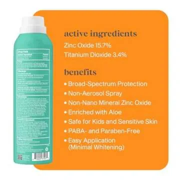 Thinksport Kids Sunscreen Spray, SPF 50 All Sheer Mineral Sunscreen, 6 Fl Oz, Water Resistant Baby &...
