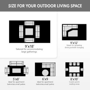 wikiwiki Outdoor Rug, 5x8ft Waterproof Reversible Mat Indoor Outdoor Rugs Carpet, Small Area Rug Plastic Straw Rug for Patio Deck Balcony Pool RV Camping Beach Picnic, Grey, Rugscape Series