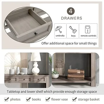 Stylish 63" Console Table with 4 Drawers for Home Decor
