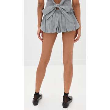 Lioness Women's Un Tutu Mini Skort, Onyx Gingham, Grey, Plaid, L