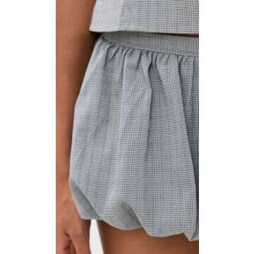 Lioness Women's Un Tutu Mini Skort, Onyx Gingham, Grey, Plaid, L