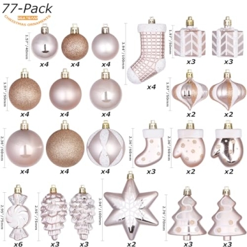 Sea Team 77-Pack Shatterproof Christmas Ornaments Set