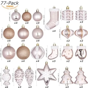 Sea Team 77-Pack Shatterproof Christmas Ornaments Set