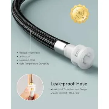 Bathroom Sink Faucet, Black Bathroom Faucets, Widespread Bathroom Faucet for Sink 3 Hole - 2-Handles Faucet with Pop Up Drain Assembly and 2 Water Supply Lines Faucets for RV Bath Vanity