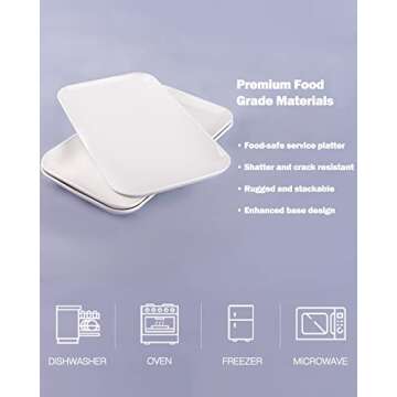 DELLING Large Serving Platter, 16 Inch Large Serving Tray Set, White Porcelain Platters for Serving Food, Large Serving Trays for Party, Entertaining, Fruit, Appetizer, Oven Safe Platter Set of 3