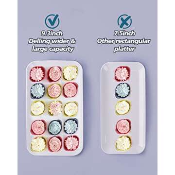 DELLING Large Serving Platter, 16 Inch Large Serving Tray Set, White Porcelain Platters for Serving Food, Large Serving Trays for Party, Entertaining, Fruit, Appetizer, Oven Safe Platter Set of 3