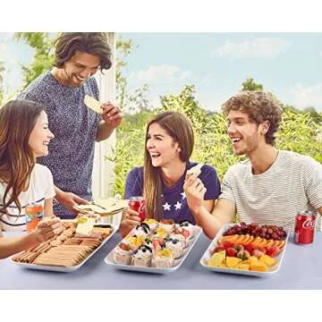 DELLING Large Serving Platter, 16 Inch Large Serving Tray Set, White Porcelain Platters for Serving Food, Large Serving Trays for Party, Entertaining, Fruit, Appetizer, Oven Safe Platter Set of 3