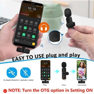 MAYBESTA Professional Wireless Lavalier Lapel Microphone for Android Computer - Cordless Omnidirectional Condenser Recording Mic with USB C Interface for Interview Video Podcast Vlog YouTube