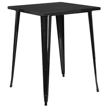Stylish Black Metal Bar Height Table for Indoor-Outdoor Use