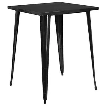 Stylish Black Metal Bar Height Table for Indoor-Outdoor Use