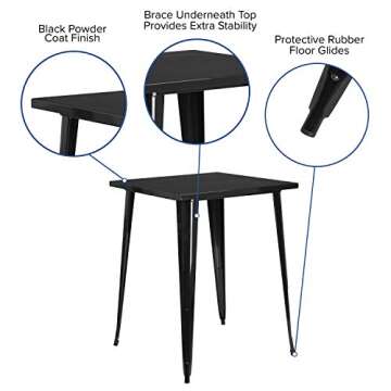 Stylish Black Metal Bar Height Table for Indoor-Outdoor Use