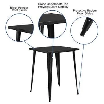 Stylish Black Metal Bar Height Table for Indoor-Outdoor Use