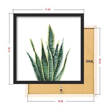 ArtbyHannah Bathroom Wall Art Set of 4 Botanical Wall Decor Green Plant Picture Frame Prints for Home Bedroom Restroom Decoration (Black, 10x10)