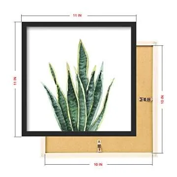 ArtbyHannah Bathroom Wall Art Set of 4 Botanical Wall Decor Green Plant Picture Frame Prints for Home Bedroom Restroom Decoration (Black, 10x10)
