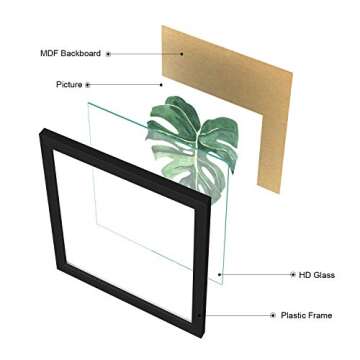 ArtbyHannah Bathroom Wall Art Set of 4 Botanical Wall Decor Green Plant Picture Frame Prints for Home Bedroom Restroom Decoration (Black, 10x10)