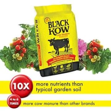 Black Kow Nitrogen Phosphate Composted Cow Manure Fertilizer for Soil, Flowers, Potted Plants, Raised Beds, and Compost Tea, 4 Pounds