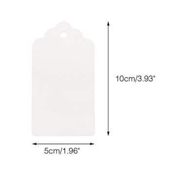 G2PLUS White Gift Tags with String，2'' x 4'' Paper Gift Tags, 100PCS Rectangle Blank Tags with Hol...