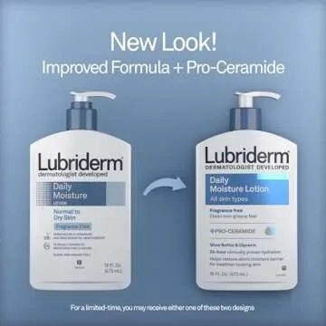 Lubriderm Fragrance Free Daily Moisture Lotion + Pro-Ceramide, Shea Butter & Glycerin, Face, Hand & ...