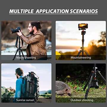 GEEKOTO 64" Camera Tripod, Compact Aluminum Tripod with 360 Degree Panorama Ball Head 1/4 inch Quick Release Plate, DSLR Tripod Suitable for SLR Cameras