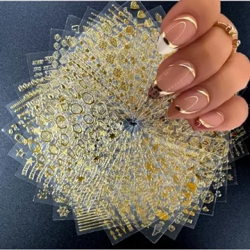 30 Sheets Gold Nail Stickers for Creative Nail Art Designs