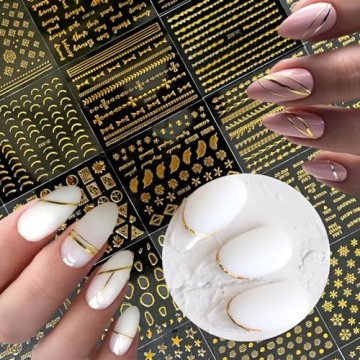 Gold Nail Art Stickers for Stunning DIY Designs