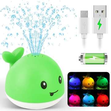 Gigilli Baby Bath Toys, Light Up Bath Toys for Kids 1-3 Babies 6-12 12-18 Months, Whale Sprinkler Spray Water Pool Bathtub Toys Toddlers Infant 1 2 3 4 5, Baby Shower Newborn Valentines Day Gifts