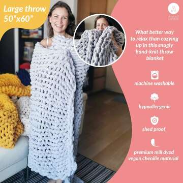 Chunky Knit Chenille Blanket - Cozy Home Decor