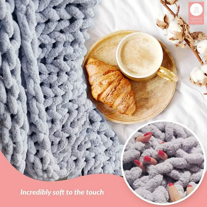 Chunky Knit Chenille Blanket - Cozy Home Decor