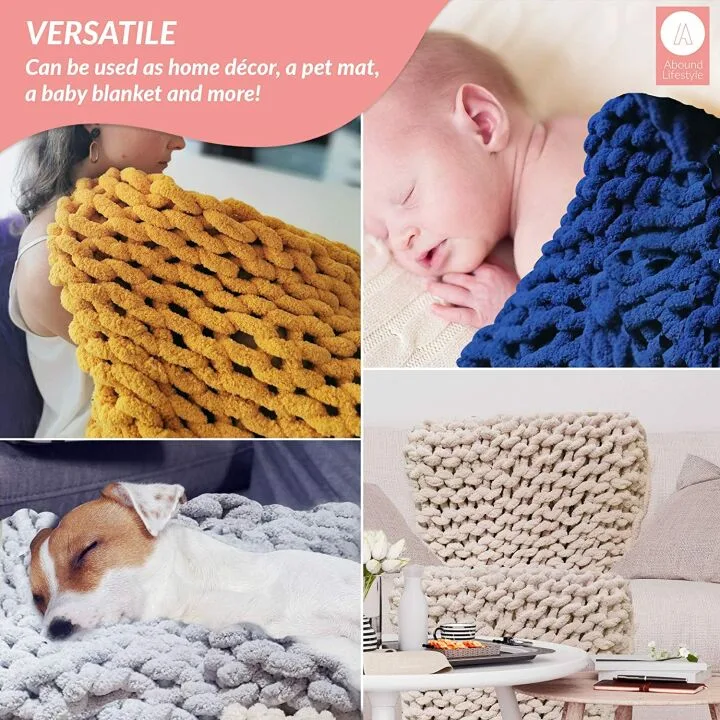 Chunky Knit Chenille Blanket - Cozy Home Decor
