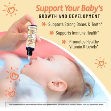 Legendairy Milk Organic Baby Vitamin D3 K2 Liquid Drops, 400 IU of Baby Vitamin D Drops for Infants ...