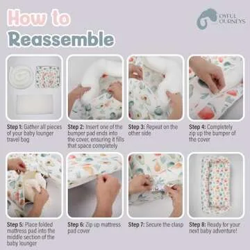 Joyful Journeys Baby Lounger - 2 in 1 Infant Lounger Baby Nest/Diaper Organizer - 100% Cotton Lounger Pillow - Portable Baby Lounger Travel Bed - Newborn Essential - 0-18 Months (Blue Dinosaur)