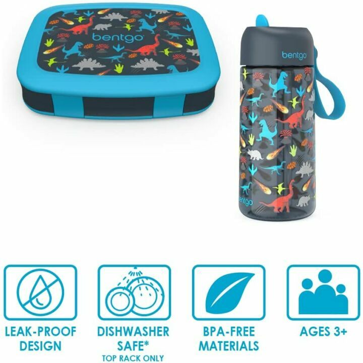 Bentgo Kids Dinosaur Lunch Box & Water Bottle Set