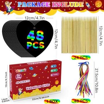 OHOME Valentines Day Crafts for Kids - 48 PCS Valentines Magic Rainbow Scratch Paper Cards Set,Kids ...