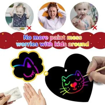 OHOME Valentines Day Crafts for Kids - 48 PCS Valentines Magic Rainbow Scratch Paper Cards Set,Kids Valentines Day Gifts for School Classroom - Valentines Treats Toys Games Party Favors for Toddler