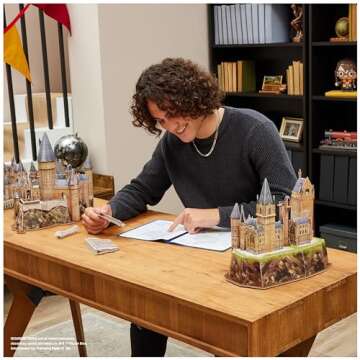 4D Build, Harry Potter Hogwarts Castle 3D Puzzle Model Kit 209 Pcs | Harry Potter Gifts Desk Decor | Building Toys | 3D Puzzles for Adults & Teens 12+