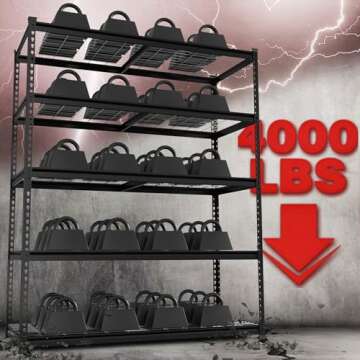 WORKPRO 5-Tier Metal Shelving Unit, 48”W x 24”D x 72”H, Heavy Duty Adjustable Storage Rack, 4000 lbs Load Capacity (Total), for Garage, Basement, Warehouse, Workshop