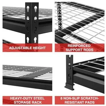 WORKPRO 5-Tier Metal Shelving Unit, 48”W x 24”D x 72”H, Heavy Duty Adjustable Storage Rack, 4000 lbs Load Capacity (Total), for Garage, Basement, Warehouse, Workshop