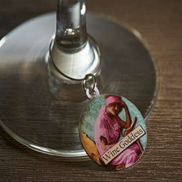 Savvy Designs Funny Vintage Women Wine Glass Charms - Set of 6 Wine Tags. Always Know which Glass is Yours with These Wine Markers!