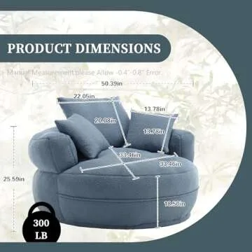 MOONMISS Oversized Barrel Accent Chair in Light Blue