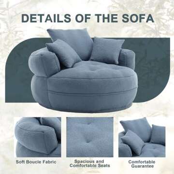 MOONMISS Oversized Barrel Accent Chair in Light Blue