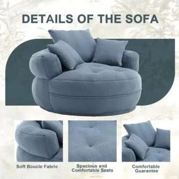 MOONMISS Oversized Barrel Accent Chair in Light Blue