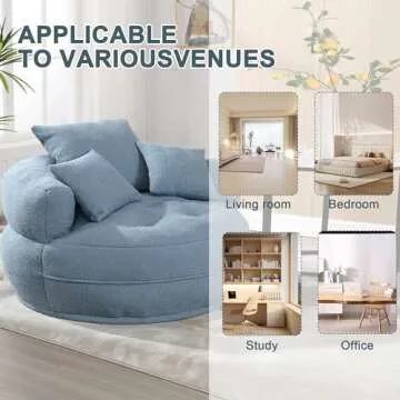 MOONMISS Oversized Barrel Accent Chair in Light Blue