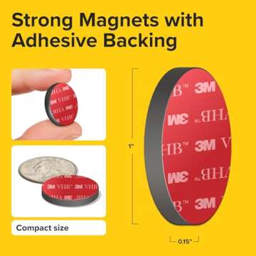 X-bet MAGNET Heavy Duty Adhesive Magnets for Crafts - Ultra Strong 1" Round Magnets for Whiteboard &...
