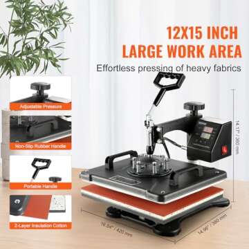 VEVOR 12x15 Heat Press Machine - 8-in-1 Multifunctional
