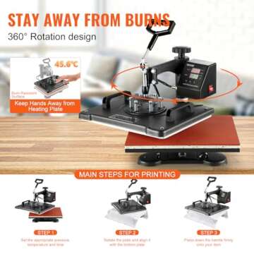 VEVOR 12x15 Heat Press Machine - 8-in-1 Multifunctional
