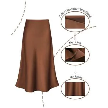 Stylish Women's Satin Midi Skirt with High Waist and Ruffle Features